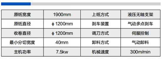分切復卷機1900D型參數